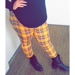 Yellow/mustard plaid leggings